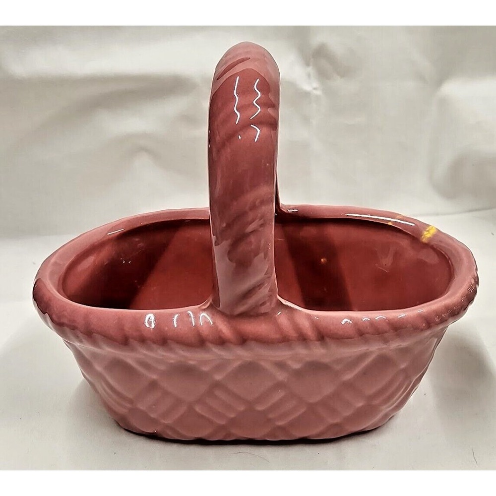 VTG Haeger Salmon/pink Woven Basket candy dish jewelry keeper flower girl USA